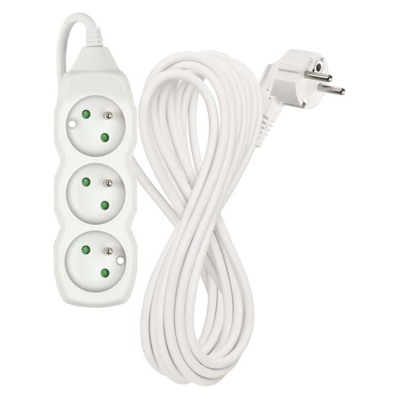 Prodlužovací kabel 7 m / 3 zásuvky / bílý / PVC / 1 mm2
