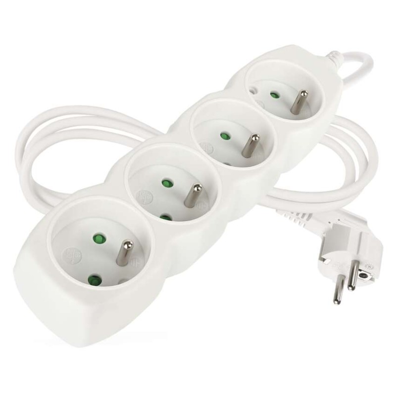 Prodlužovací kabel 1,5 m / 4 zásuvky / bílý / PVC / 1 mm2