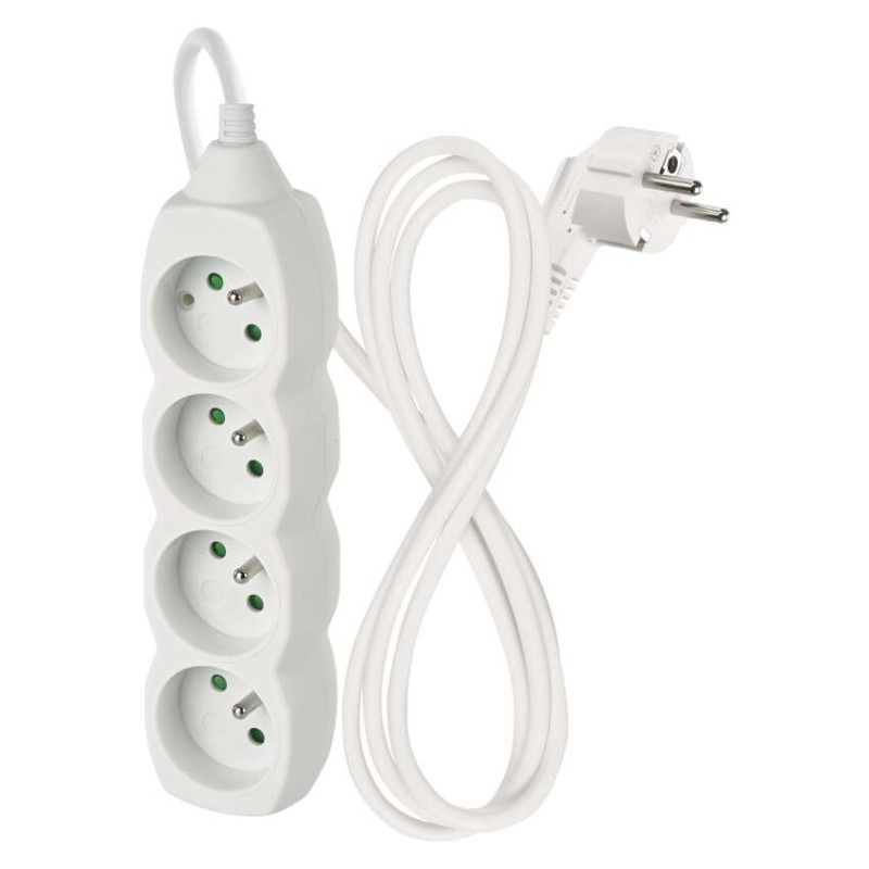 Prodlužovací kabel 1,5 m / 4 zásuvky / bílý / PVC / 1 mm2
