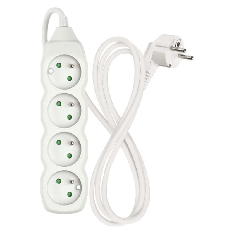 Prodlužovací kabel 1,5 m / 4 zásuvky / bílý / PVC / 1 mm2
