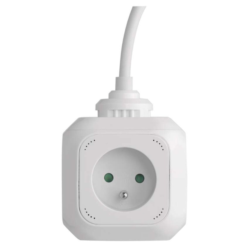 Prodlužovací kabel - kostka 1,9 m / 4 zásuvky / bílý / PVC / s USB / 1 mm2