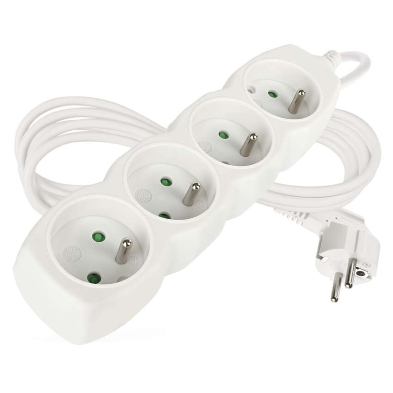 Prodlužovací kabel 2 m / 4 zásuvky / bílý / PVC / 1 mm2