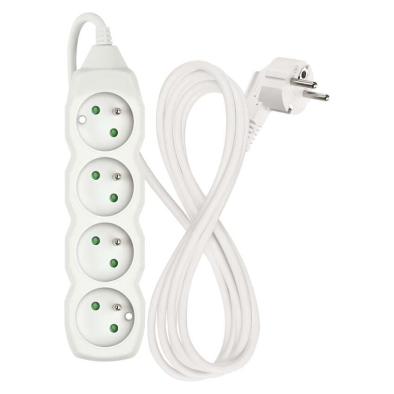 Prodlužovací kabel 2 m / 4 zásuvky / bílý / PVC / 1 mm2
