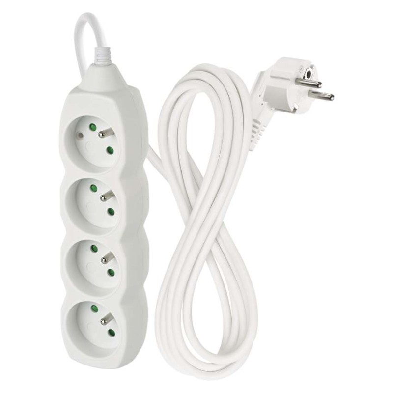 Prodlužovací kabel 3 m / 4 zásuvky / bílý / PVC / 1 mm2