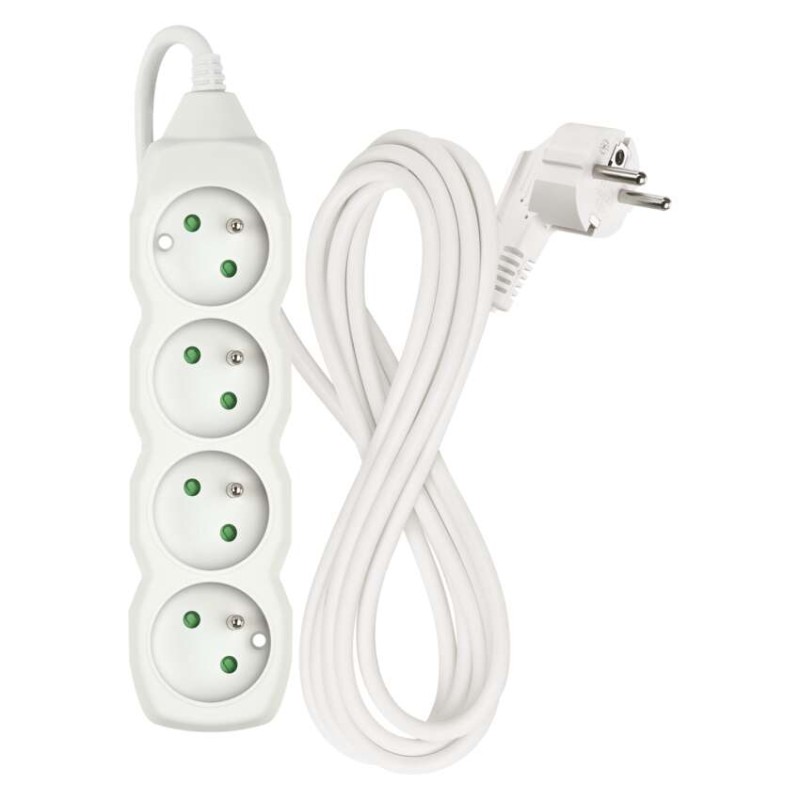 Prodlužovací kabel 3 m / 4 zásuvky / bílý / PVC / 1 mm2