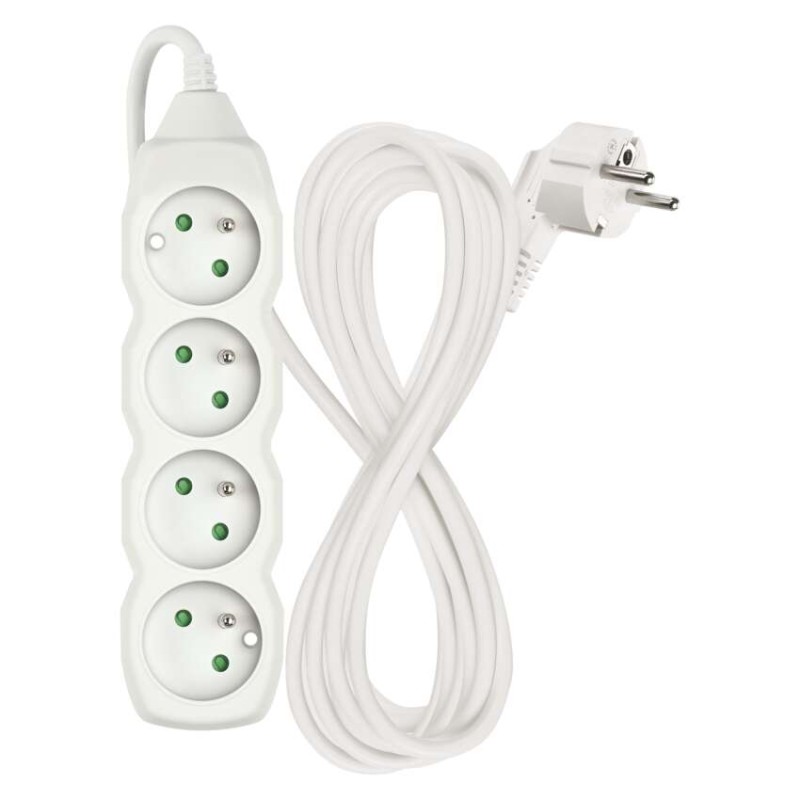 Prodlužovací kabel 5 m / 4 zásuvky / bílý / PVC / 1 mm2