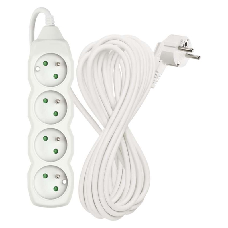 Prodlužovací kabel 10 m / 4 zásuvky / bílý / PVC / 1,5 mm2