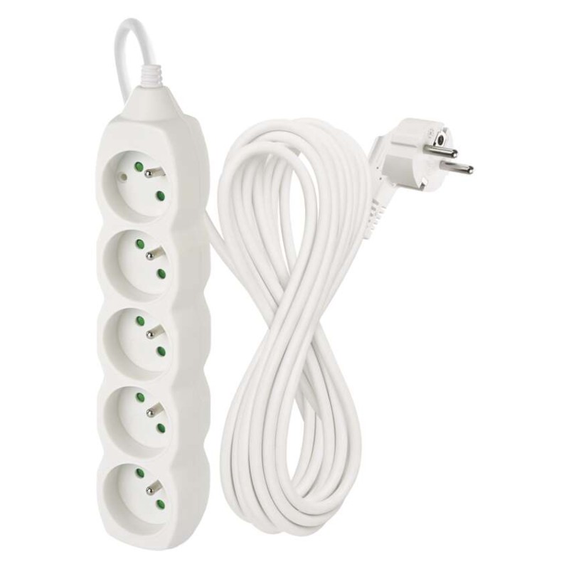 Prodlužovací kabel 7 m / 5 zásuvek / bílý / PVC / 1 mm2