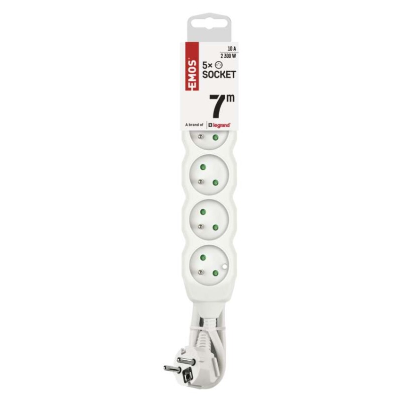 Prodlužovací kabel 7 m / 5 zásuvek / bílý / PVC / 1 mm2