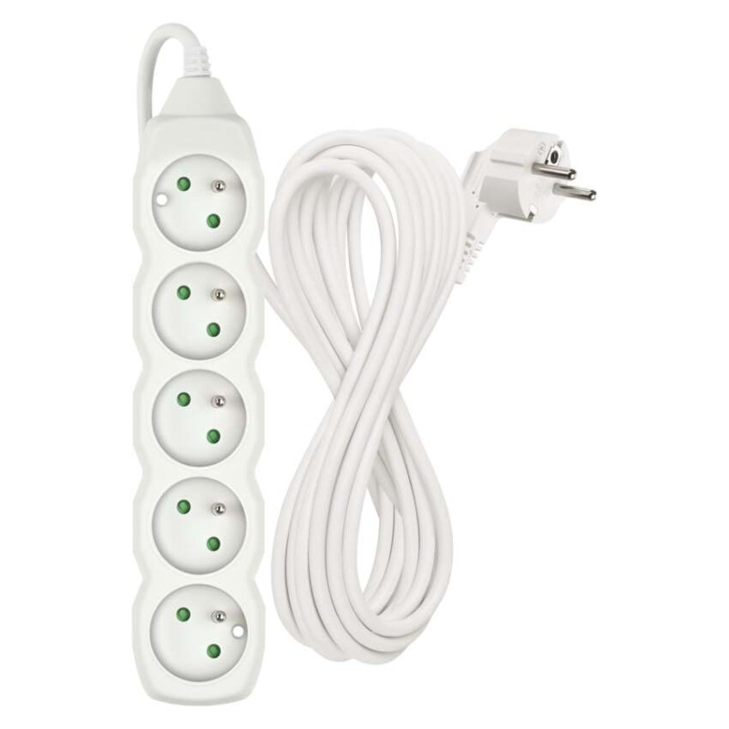 Prodlužovací kabel 7 m / 5 zásuvek / bílý / PVC / 1,5 mm2