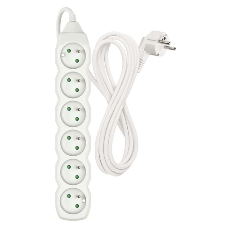 Prodlužovací kabel 3 m / 6 zásuvek / bílý / PVC / 1,5 mm2