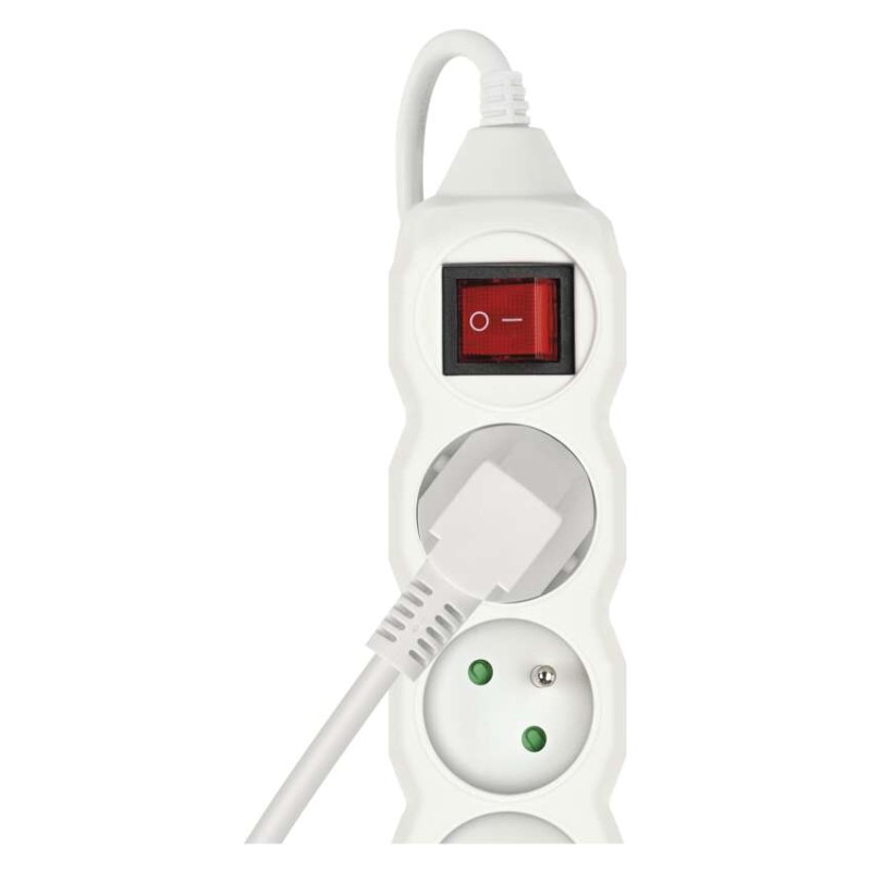 Prodlužovací kabel 2 m / 4 zásuvky / s vypínačem / bílý / PVC / 1 mm2