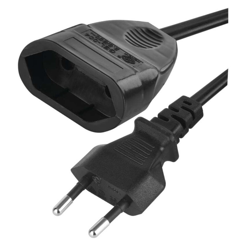 Dvoužilový pohyblivý přívod 1,5 m / 1 zásuvka / černý / PVC / 0,75 mm2