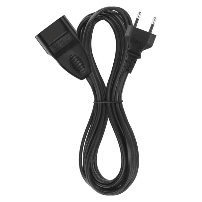Dvoužilový pohyblivý přívod 5 m / 1 zásuvka / černý / PVC / 0,75 mm2