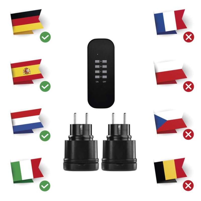 Dálkově ovládané zásuvky SCHUKO, IP44