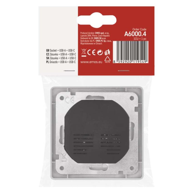 Zásuvka s USB A+USB C., bílá