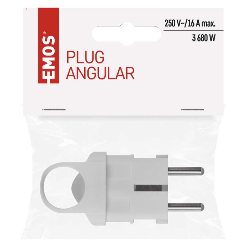 Vidlice úhlová pro prodlužovací kabel, bílá
