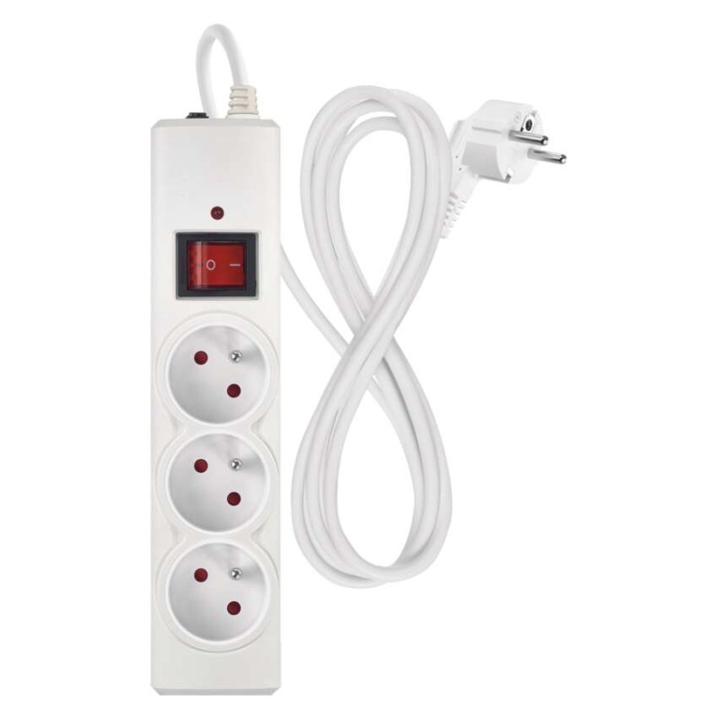 Přepěťová ochrana – 3 zásuvky, 1,5 m, bílá