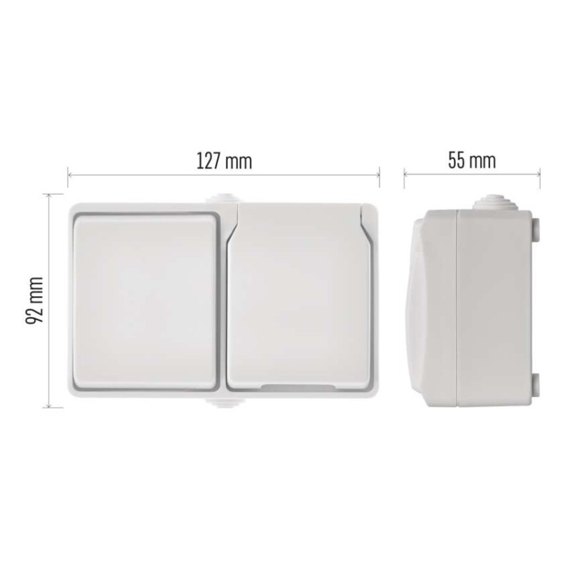 Kombinace zás+přep. č.6 nástěnný, IP44, French, bílá