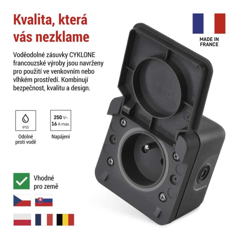 EMOS cyklone zásuvka nástěnná IP55