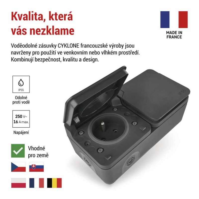 EMOS cyklone zásuvka dvojnásobná IP55