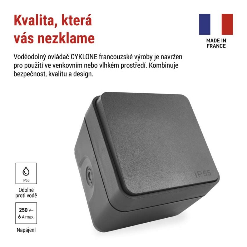 EMOS cyklone ovládač tlačítkový 1/0, IP55