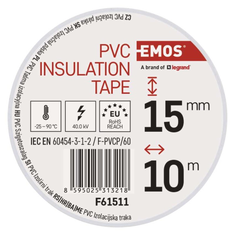 Izolační páska PVC 15mm / 10m bílá