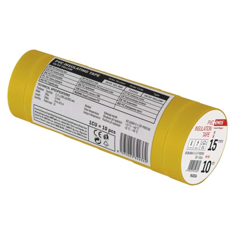 Izolační páska PVC 15mm / 10m žlutá