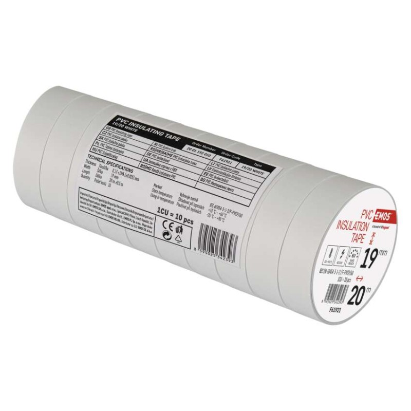 Izolační páska PVC 19mm / 20m bílá