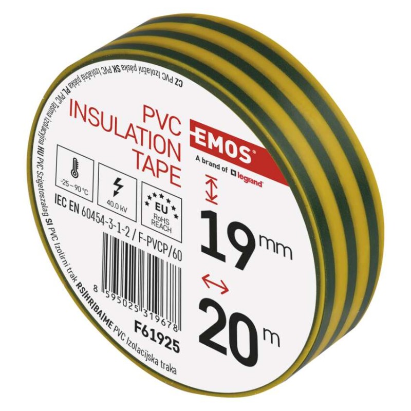 Izolační páska PVC 19mm / 20m zelenožlutá