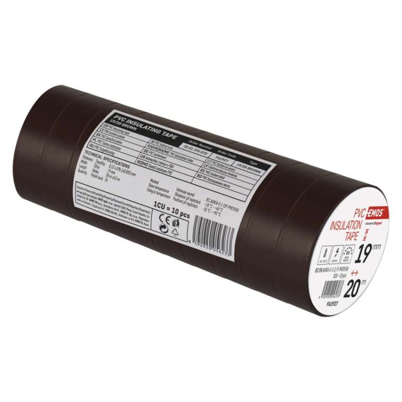 Izolační páska PVC 19mm / 20m hnědá