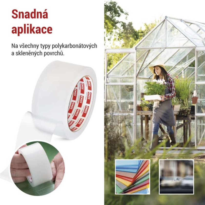 Opravná lepící páska na polykarbonát a sklo, 25 m x 50 mm, průhledná