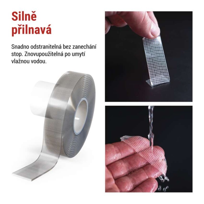 Oboustranná páska NANOGRID 19 mm / 3 m, transparentní