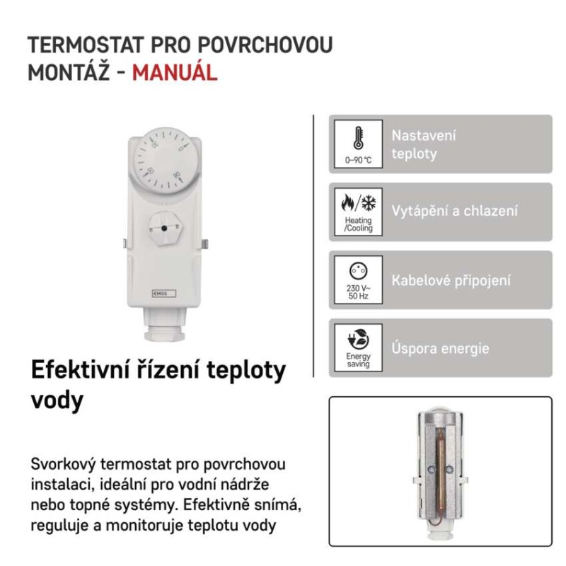 Příložný termostat EMOS P5681