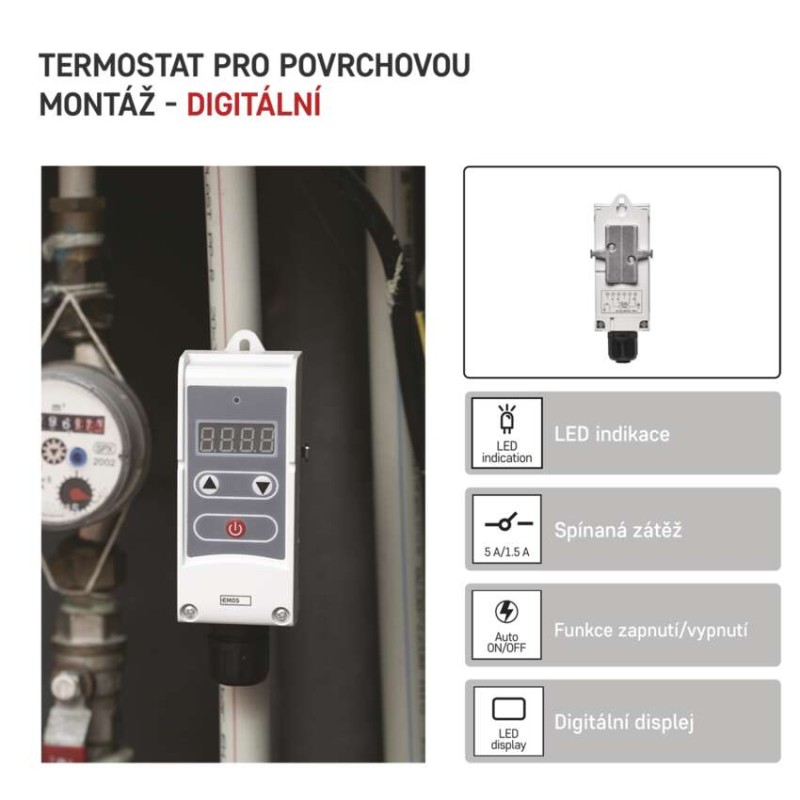 Příložný termostat EMOS P5683