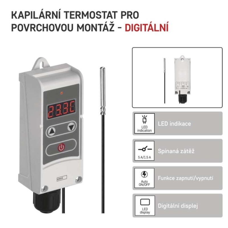 Termostat s kapilárovým čidlem EMOS P5684