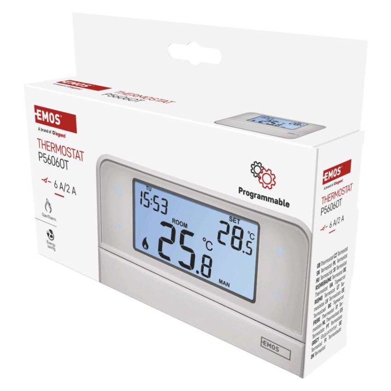 Pokojový termostat s komunikací OpenTherm, drátový, P5606OT