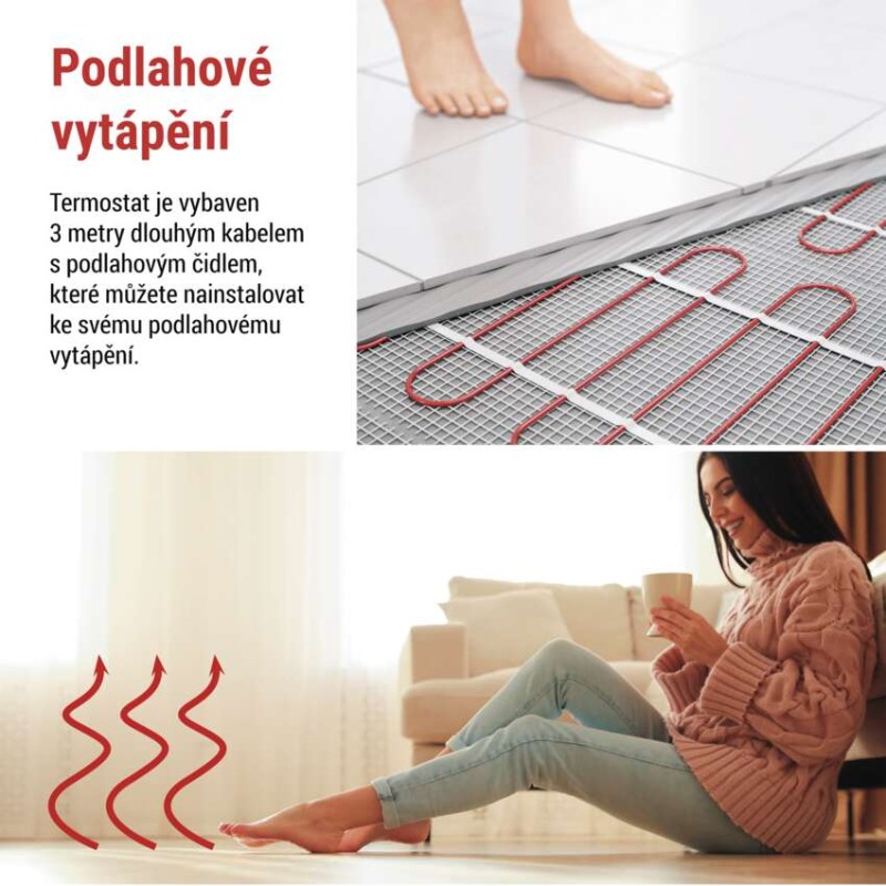 Podlahový programovatelný drátový WiFi GoSmart termostat P56S01F