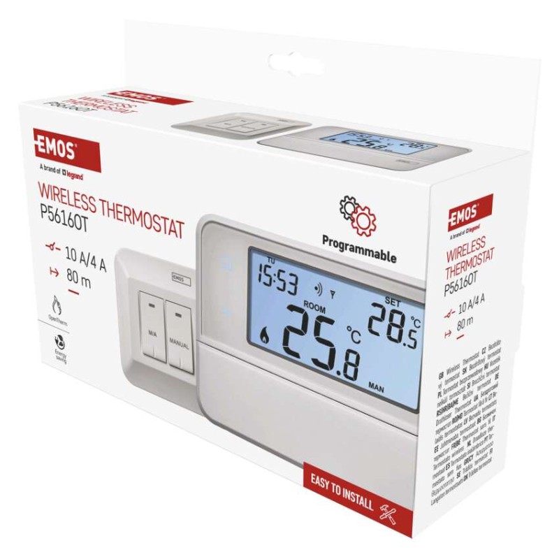 Pokojový termostat s komunikací OpenTherm, bezdrátový, P5616OT