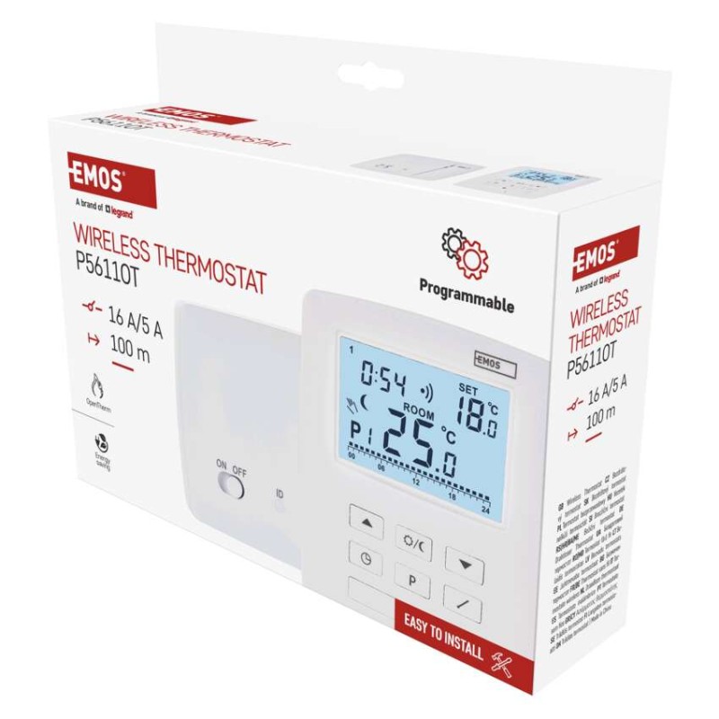 Pokojový termostat s komunikací OpenTherm, bezdrátový, P5611OT