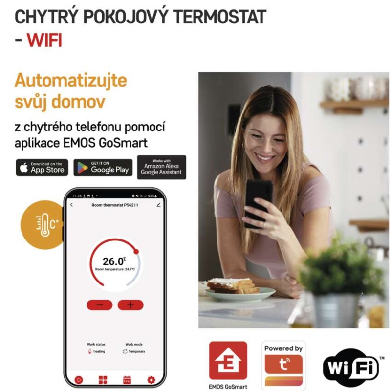 GoSmart Bezdrátový pokojový termostat P56211 s wifi