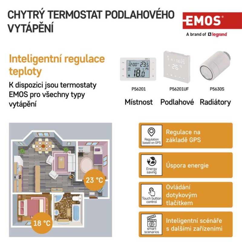 GoSmart Digitální pokojový termostat pro podlahové topení P56201UF s wifi
