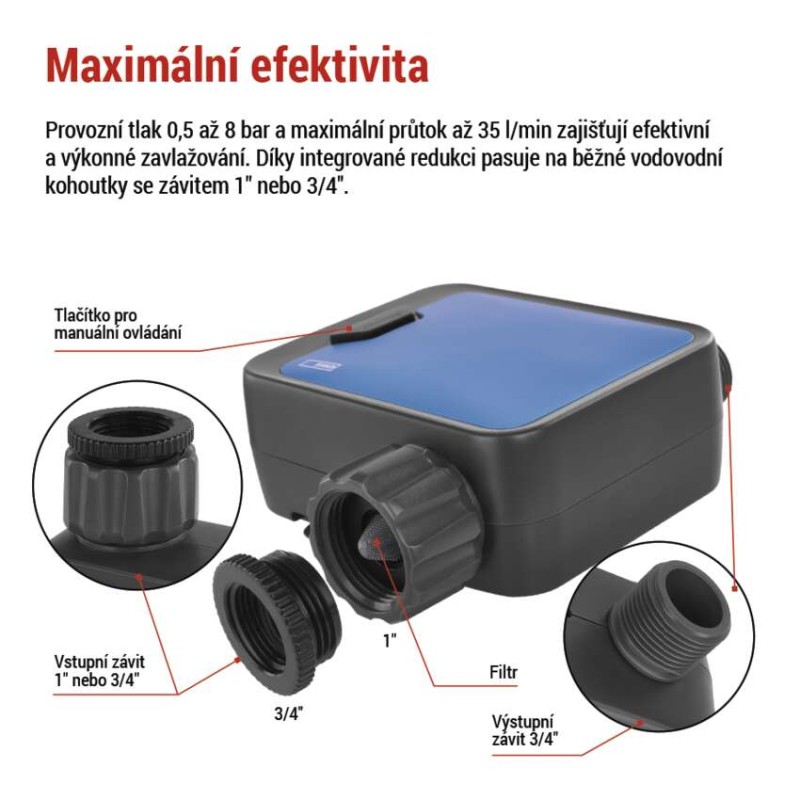 GoSmart zavlažovací hodiny, Bluetooth 5.0, 1 výstup