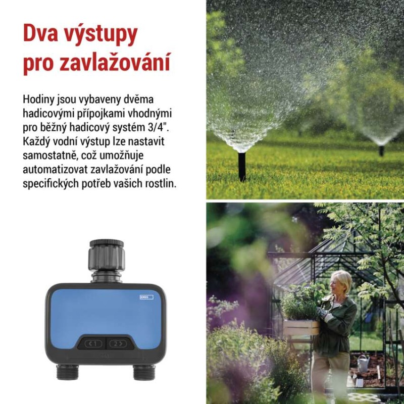 GoSmart zavlažovací hodiny, Bluetooth 5.0, 2 výstupy
