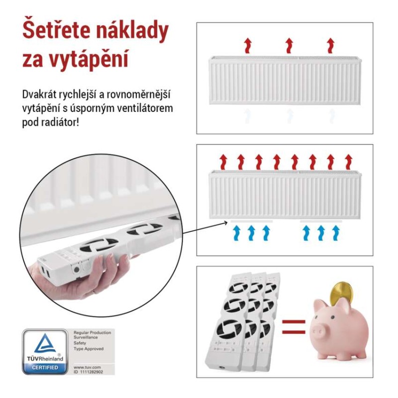 Ventilátor pod radiátor TRIO, bílý