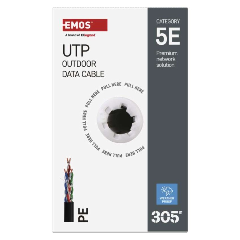 Datový kabel UTP 5E, outdoor, 305m