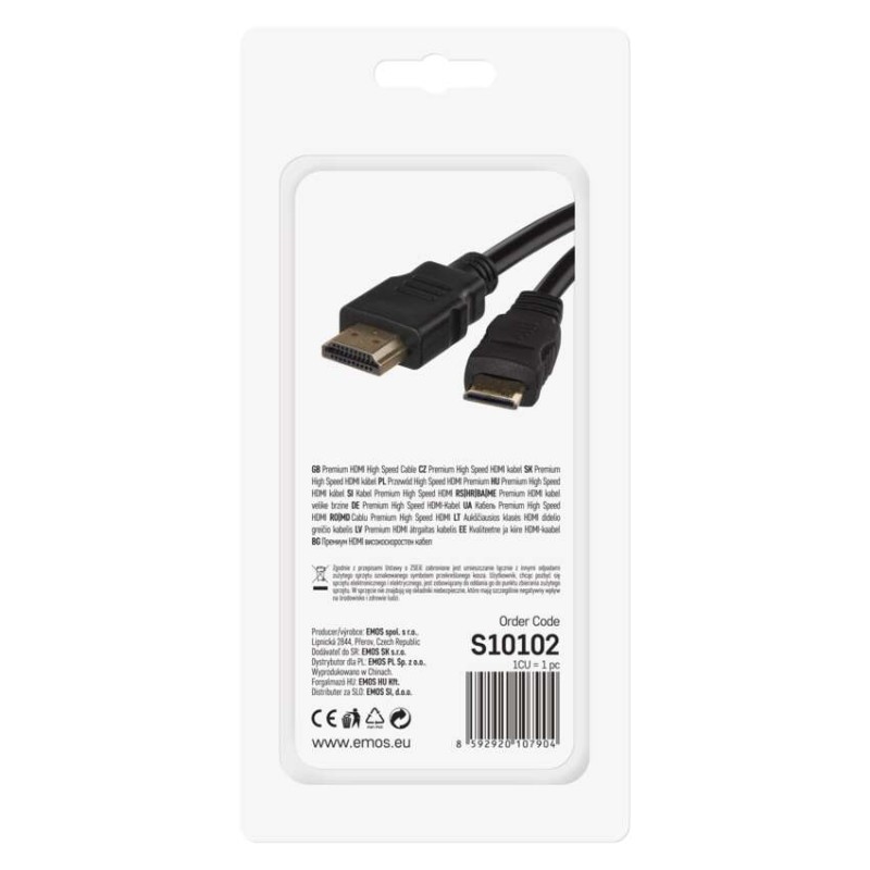 HDMI 2.0 high speed kabel A vidlice – C vidlice 1,5 m