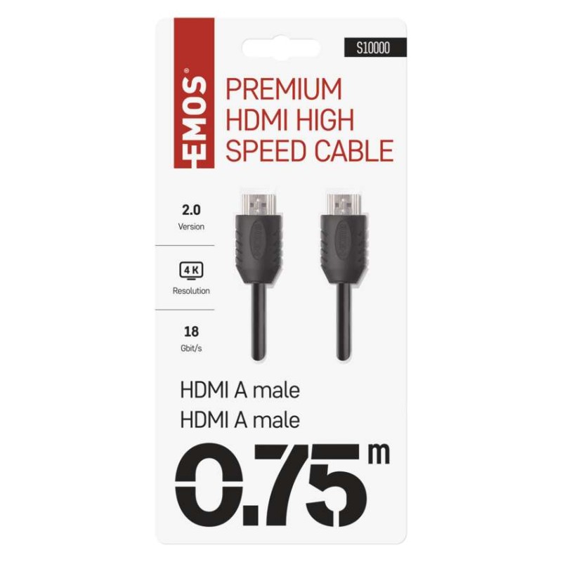 HDMI 2.0 high speed kabel A vidlice – A vidlice 0,75 m