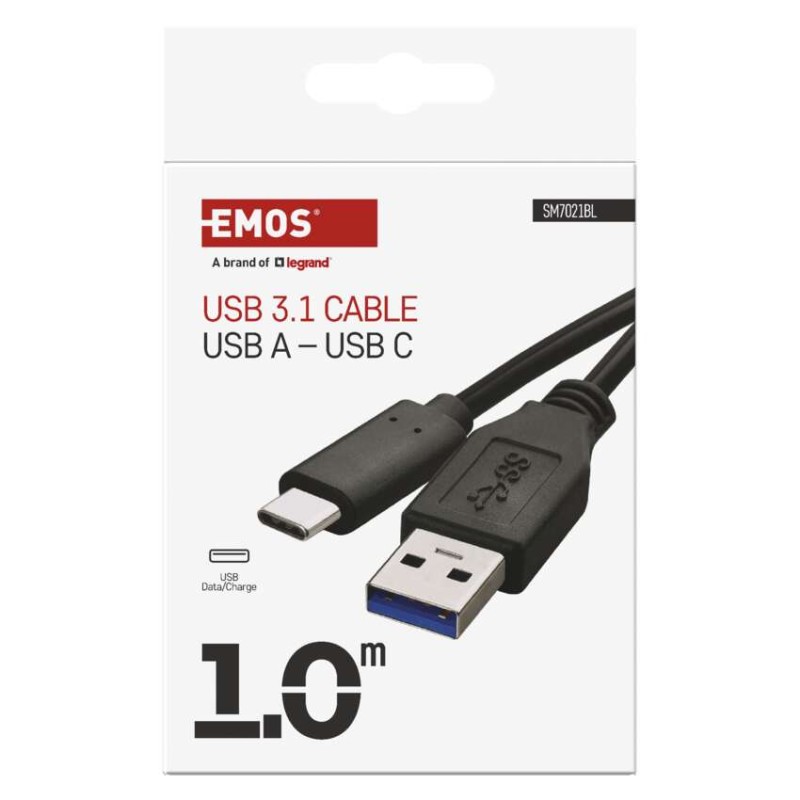 Rychlonabíjecí a datový kabel USB-A 3.0 / USB-C 3.1, Quick Charge, 1 m, černý