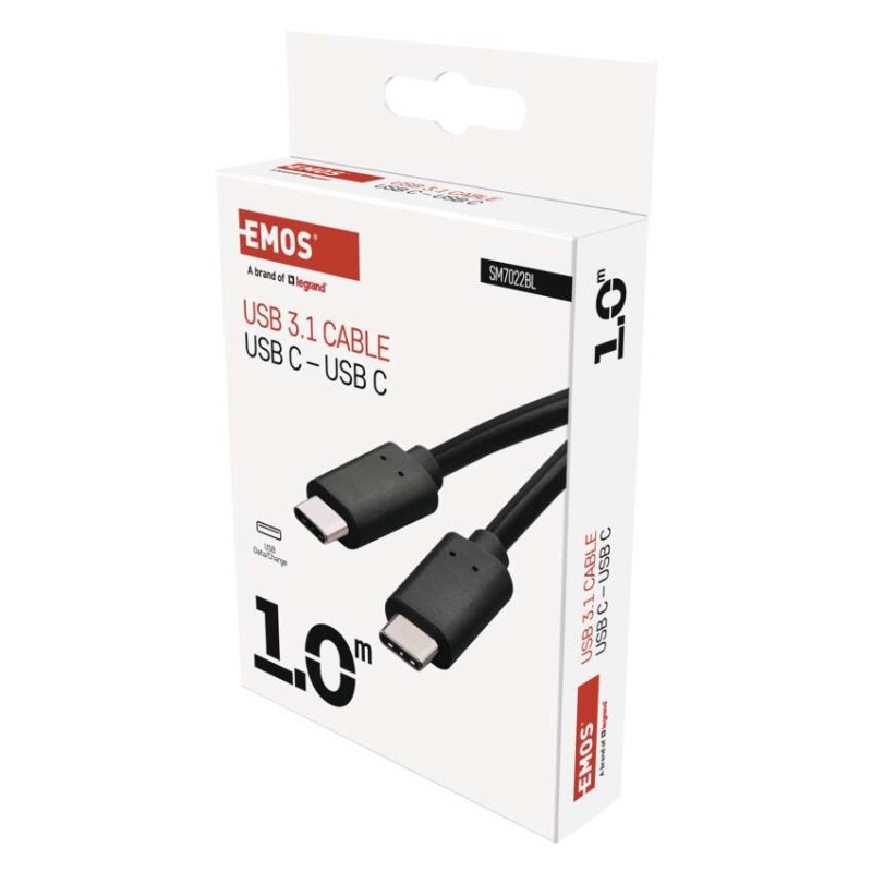 Nabíjecí a datový kabel USB-C 3.1 / USB-C 3.1, 1 m, černý